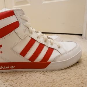 Adidas AdiColor Hard Court Hi Sz 11 Wt/Rd Sneakers